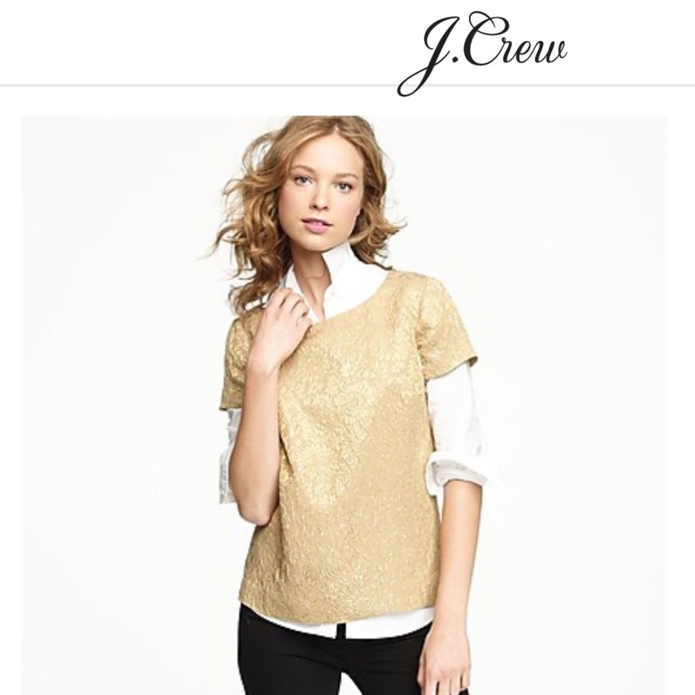 JCrew Metallic Foil Jacquard top